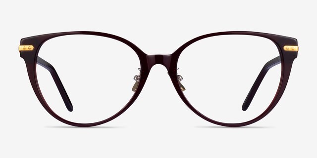 Luca Burgundy Gold AcetateEyeglass Frames from EyeBuyDirect, Front View