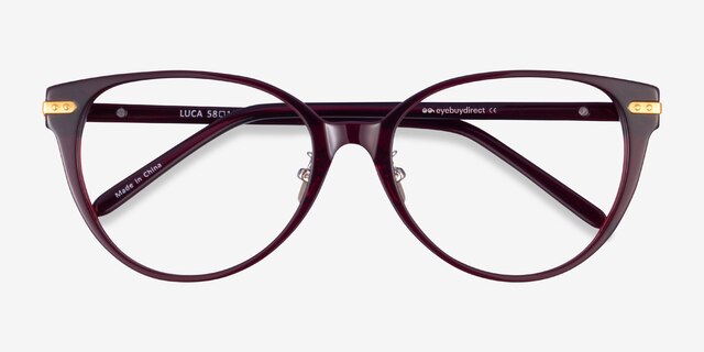 Luca Burgundy Gold AcetateEyeglass Frames from EyeBuyDirect, Closed View