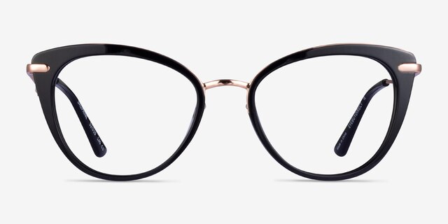 Dauphine Black Rose Gold AcetateEyeglass Frames from EyeBuyDirect, Front View