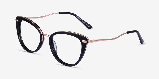 Dauphine Black Rose Gold AcetateEyeglass Frames from EyeBuyDirect, Angle View