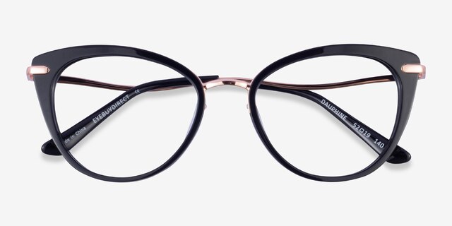 Dauphine Black Rose Gold AcetateEyeglass Frames from EyeBuyDirect, Closed View