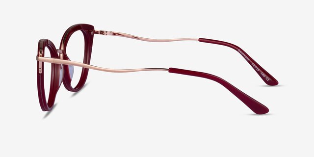 Dauphine Burgundy Rose Gold AcetateEyeglass Frames from EyeBuyDirect, Side View