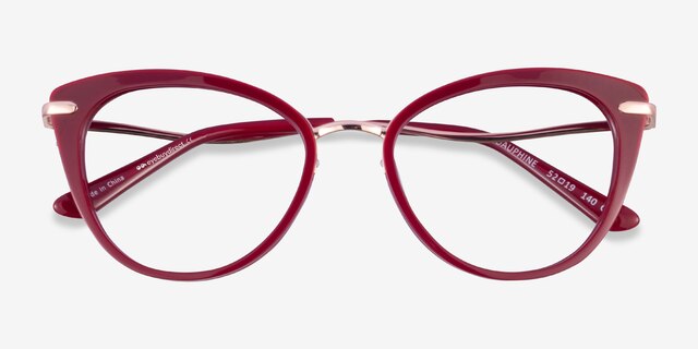 Dauphine Burgundy Rose Gold AcetateEyeglass Frames from EyeBuyDirect, Closed View