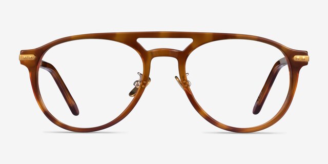 Aston Brown Tortoise Gold AcetateEyeglass Frames from EyeBuyDirect, Front View