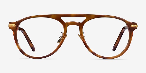 Aston Brown Tortoise Gold Acetate Eyeglass Frames