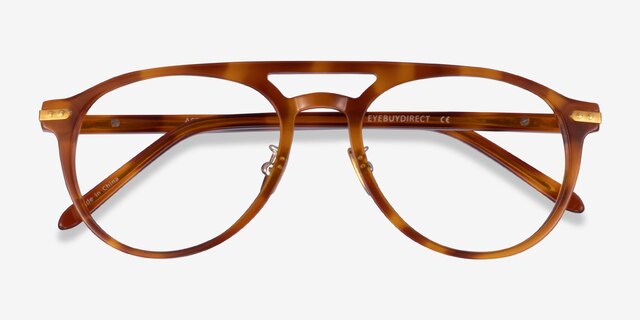 Aston Brown Tortoise Gold AcetateEyeglass Frames from EyeBuyDirect, Closed View