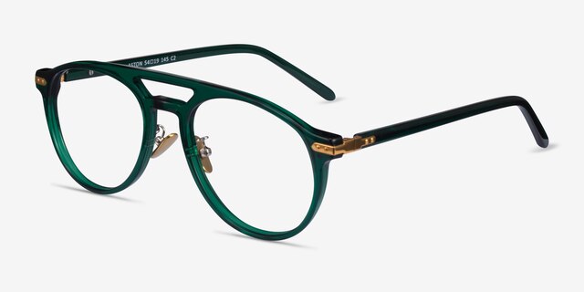 Aston Dark Green Gold AcetateEyeglass Frames from EyeBuyDirect, Angle View