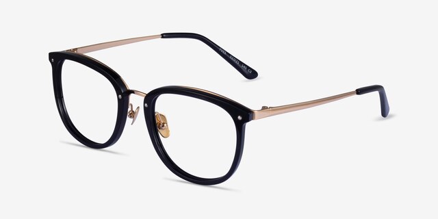 Yves Black Gold AcetateEyeglass Frames from EyeBuyDirect, Angle View