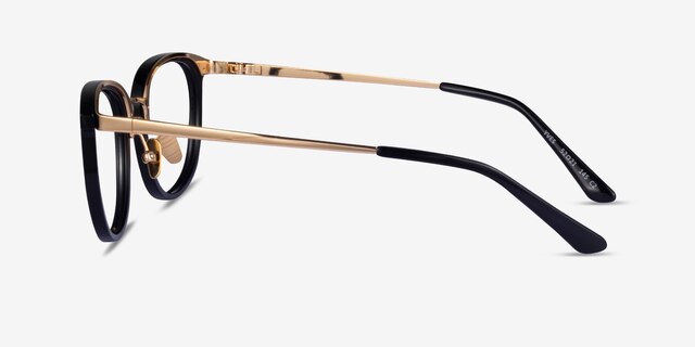 Yves Black Gold AcetateEyeglass Frames from EyeBuyDirect, Side View