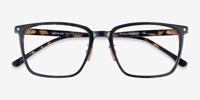 Lachlan Dark Green Ivory Tortoise AcetateEyeglass Frames from EyeBuyDirect, Closed View