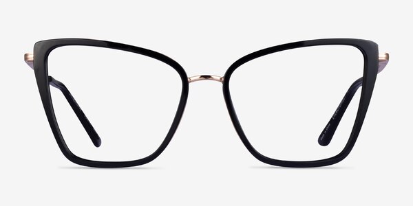 Jacqueline Cat Eye Black Gold Glasses for Women | Eyebuydirect