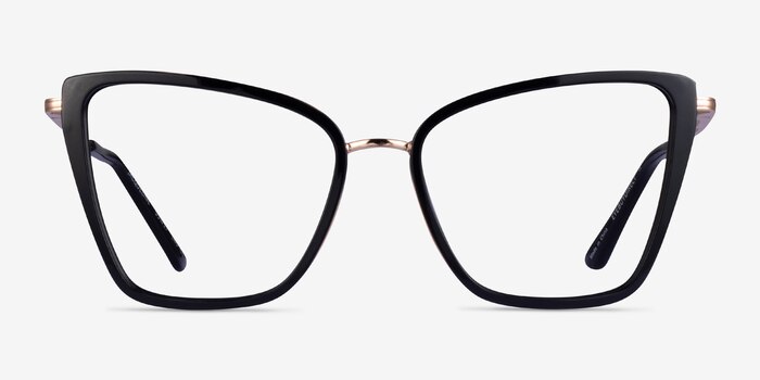 Jacqueline Black Gold Acetate Eyeglass Frames from EyeBuyDirect