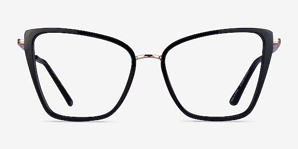 Jacqueline Black Gold Acetate Eyeglass Frames