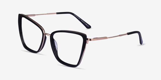Jacqueline Black Gold AcetateEyeglass Frames from EyeBuyDirect, Angle View