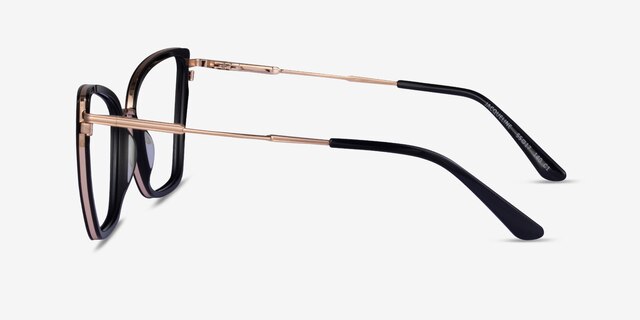 Jacqueline Black Gold AcetateEyeglass Frames from EyeBuyDirect, Side View