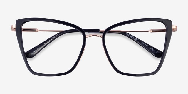 Jacqueline Black Gold AcetateEyeglass Frames from EyeBuyDirect, Closed View