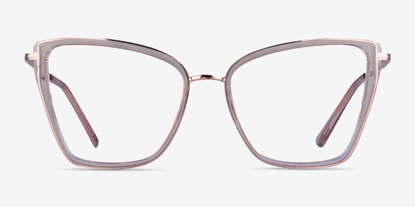 Jacqueline Clear Champagne Rose Gold Acétate Montures de lunettes de vue