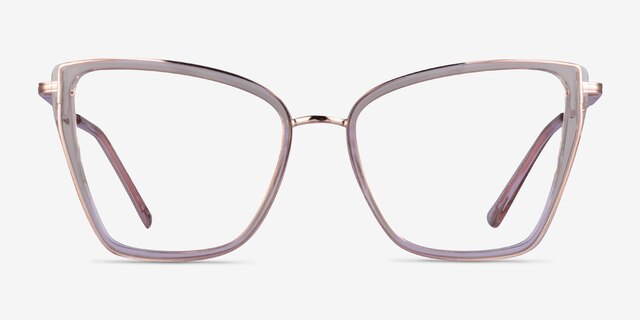 Jacqueline Clear Champagne Rose Gold AcetateEyeglass Frames from EyeBuyDirect, Front View