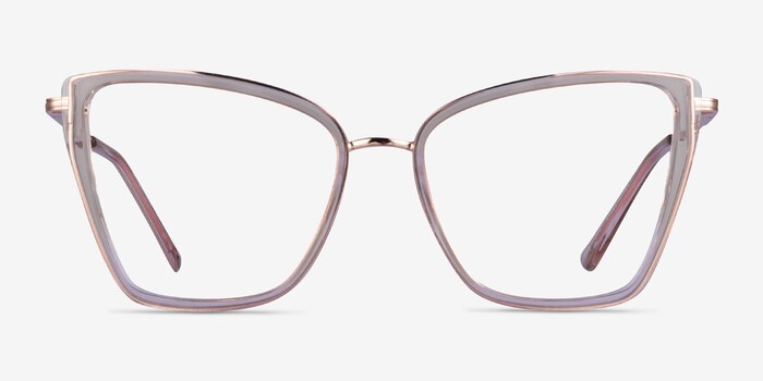 Jacqueline Clear Champagne Rose Gold Acetate Eyeglass Frames from EyeBuyDirect