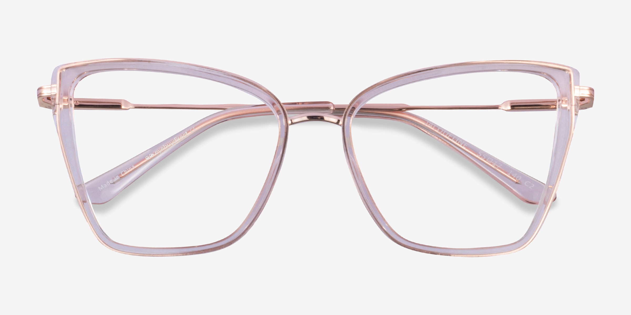 Jacqueline Cat Eye Clear Champagne Rose Gold Glasses for  display picture 3