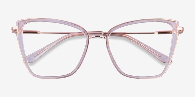 Jacqueline Clear Champagne Rose Gold AcetateEyeglass Frames from EyeBuyDirect, Closed View