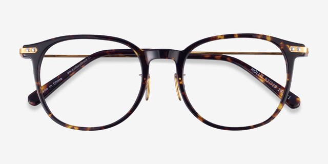Hollis Tortoise Gold AcétateMontures de lunettes de vue d'EyeBuyDirect, Vue Rapprochée
