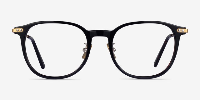 Hollis Black Gold AcetateEyeglass Frames from EyeBuyDirect, Front View