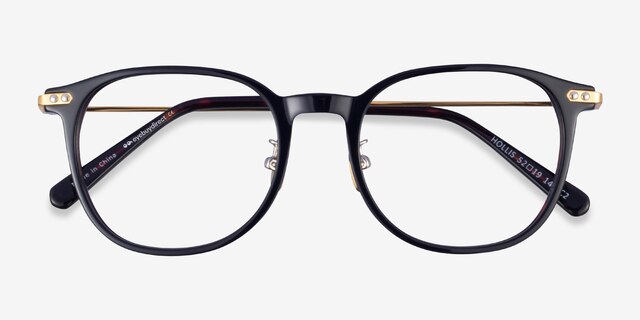 Hollis Black Gold AcetateEyeglass Frames from EyeBuyDirect, Closed View