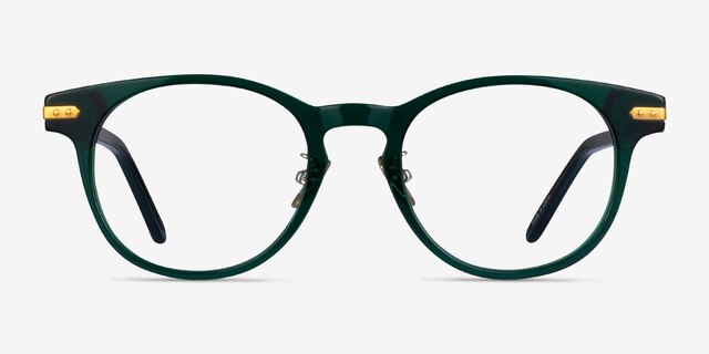 Hathaway Green &Gold AcetateEyeglass Frames from EyeBuyDirect, Front View