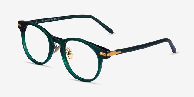 Hathaway Green &Gold AcetateEyeglass Frames from EyeBuyDirect, Angle View