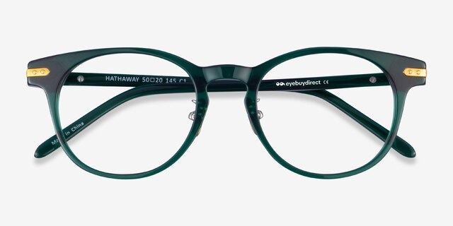 Hathaway Green &Gold AcetateEyeglass Frames from EyeBuyDirect, Closed View