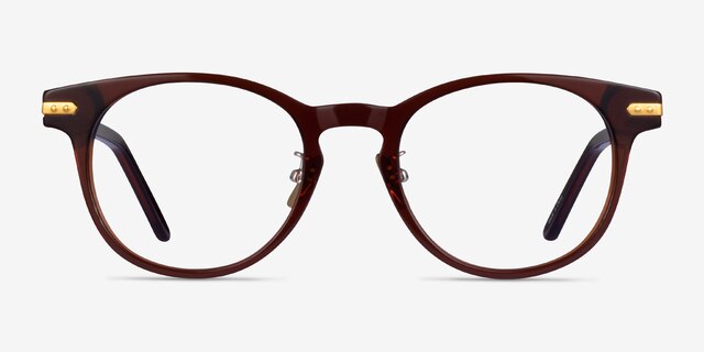 Hathaway Brown &Gold AcetateEyeglass Frames from EyeBuyDirect, Front View