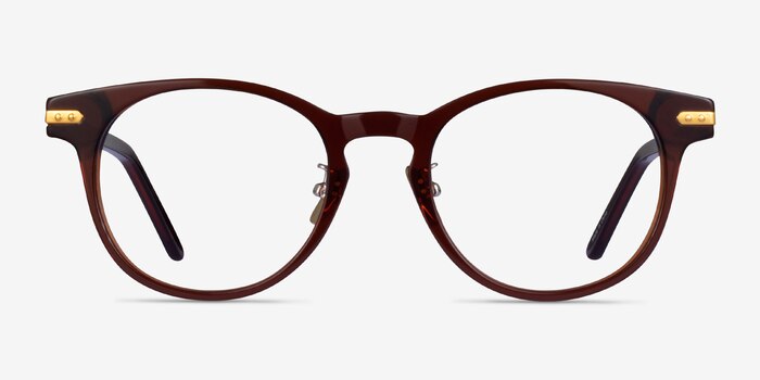 Hathaway Clear Brown Gold Acetate Eyeglass Frames from EyeBuyDirect