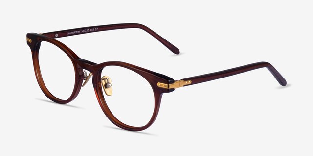 Hathaway Brown &Gold AcetateEyeglass Frames from EyeBuyDirect, Angle View