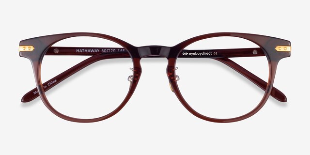 Hathaway Brown &Gold AcetateEyeglass Frames from EyeBuyDirect, Closed View