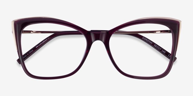 Dorothy Clear Purple Gold AcetateEyeglass Frames from EyeBuyDirect, Closed View