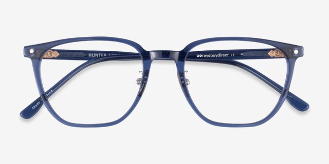 Hunter Clear Blue AcetateEyeglass Frames from EyeBuyDirect, Closed View