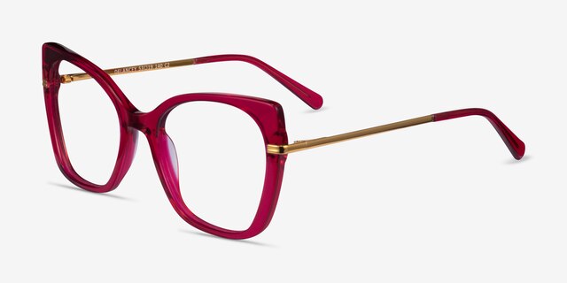 Delancey Clear Pink Gold AcetateEyeglass Frames from EyeBuyDirect, Angle View
