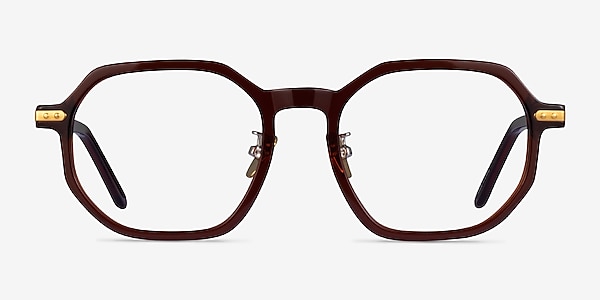 Quentin Clear Brown Gold Acétate Montures de lunettes de vue