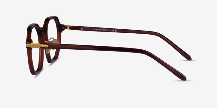 Quentin Clear Brown Gold Acetate Eyeglass Frames from EyeBuyDirect