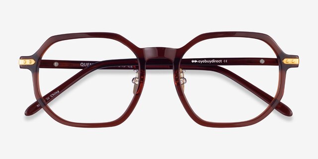 Quentin Clear Brown Gold AcetateEyeglass Frames from EyeBuyDirect, Closed View