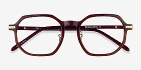 Quentin Clear Brown Gold Acétate Montures de lunettes de vue d'EyeBuyDirect, Vue Rapprochée