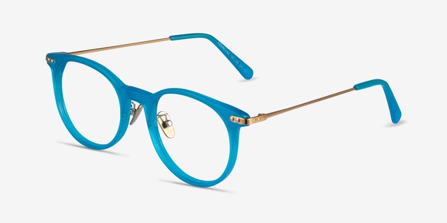 Francene Aqua Gold AcetateEyeglass Frames from EyeBuyDirect, Angle View