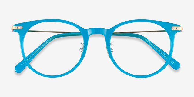 Francene Aqua Gold AcetateEyeglass Frames from EyeBuyDirect, Closed View