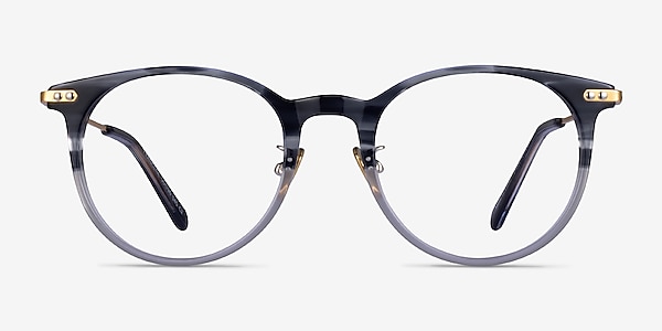 Francene Gray Striped Gold Acétate Montures de lunettes de vue