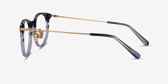Francene Gray Striped Gold AcetateEyeglass Frames from EyeBuyDirect, Side View