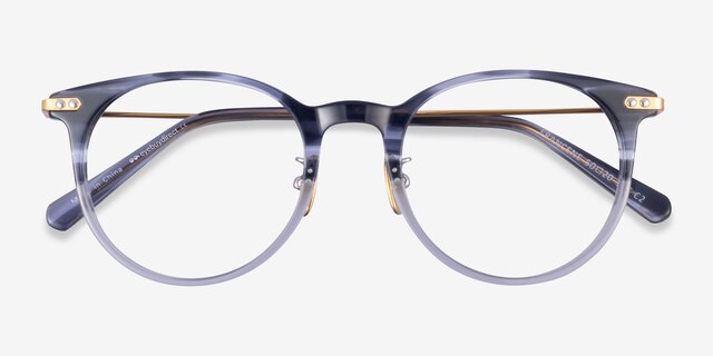 Francene Gray Striped Gold AcetateEyeglass Frames from EyeBuyDirect, Closed View