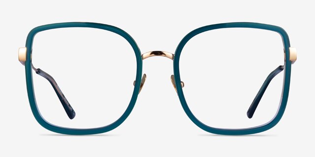 Margot Teal Gold AcetateEyeglass Frames from EyeBuyDirect, Front View