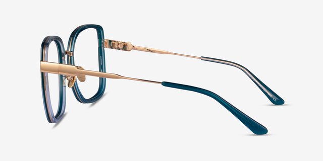Margot Teal Gold AcetateEyeglass Frames from EyeBuyDirect, Side View