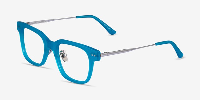 Blythe Aqua Silver AcetateEyeglass Frames from EyeBuyDirect, Angle View